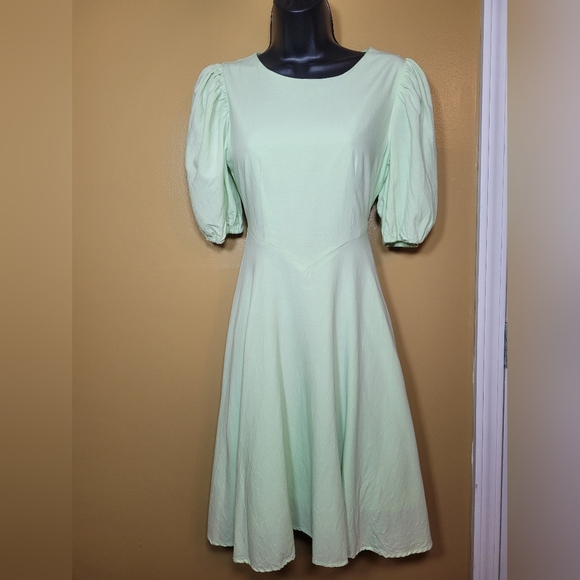 Rosesbythepetal 100% Linen Green Cottagecore Cottage Core Knee Length Dress sz S - Picture 1 of 11